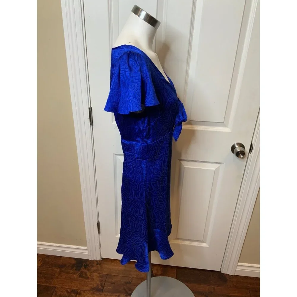 Michael Kors Royal Blue Jacquard Cutout Tie-Front Dress NWT $165, Size 4
